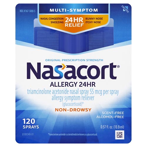Image for Nasacort Allergy 24 HR, Multi-Symptom, Original Prescription Strength, 55 mcg, Nasal Spray,0.57oz from Hartzell's Pharmacy