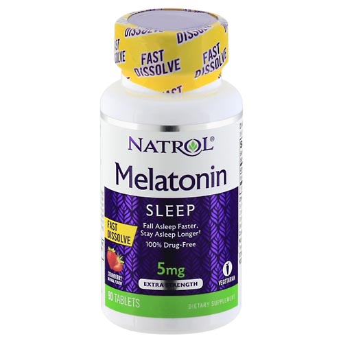 Image for Natrol Melatonin, Sleep, Extra Strength, 5 mg, Tablets, Strawberry,90ea from Hartzell's Pharmacy