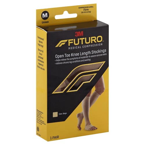 Image for Futuro Stockings, Open Toe Knee Length, Unisex, Medium, Beige,1ea from Hartzell's Pharmacy