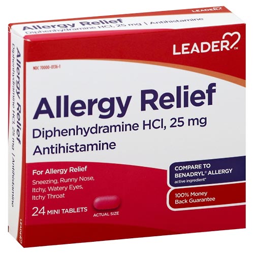 Image for Leader Allergy Relief, 25 mg, Mini Tablets,24ea from Hartzell's Pharmacy