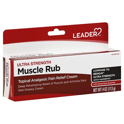 Image for Leader Muscle Rub, Ultra Strength, Cream,4oz from Hartzell's Pharmacy