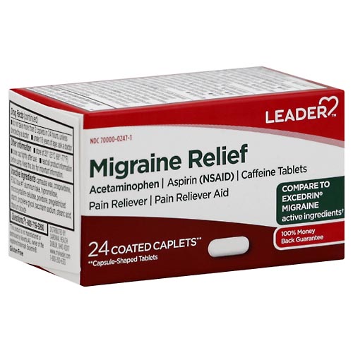Image for Leader Migraine Relief, Coated Caplets,24ea from Hartzell's Pharmacy