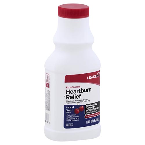 Image for Leader Heartburn Relief, Extra Strength, Cherry Flavor,12oz from Hartzell's Pharmacy