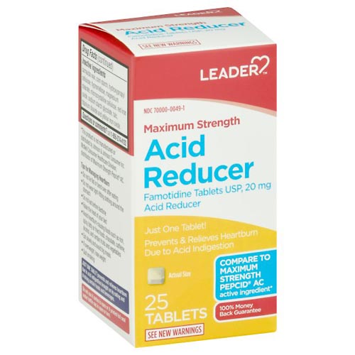Image for Leader Acid Reducer, Maximum Strength, Tablets,25ea from Hartzell's Pharmacy