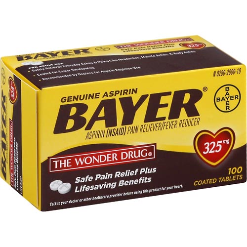 Image for Bayer Aspirin, Genuine, 325 mg, Coated Tablets,100ea from Hartzell's Pharmacy