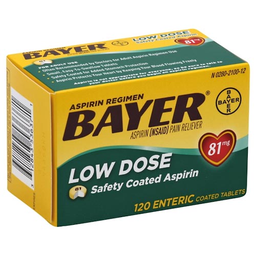 Image for Bayer Aspirin, Low Dose, 81 mg, Enteric Coated Tablets,120ea from Hartzell's Pharmacy