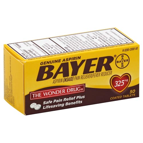 Image for Bayer Aspirin, Genuine, 325 mg, Coated Tablets,50ea from Hartzell's Pharmacy