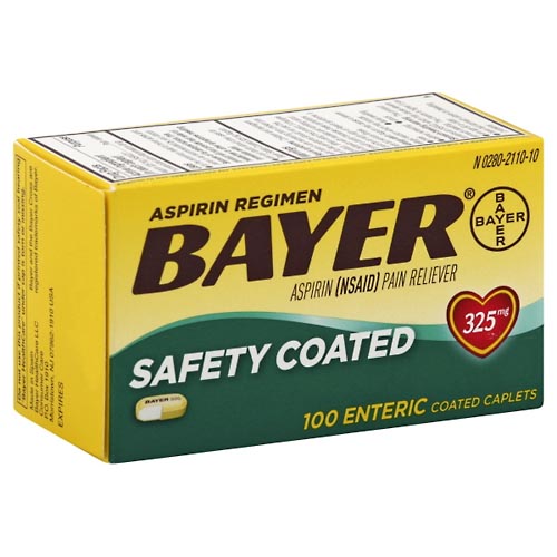 Image for Bayer Aspirin Regimen, 325 mg, Safety Coated, Enteric Coated Caplets,100ea from Hartzell's Pharmacy