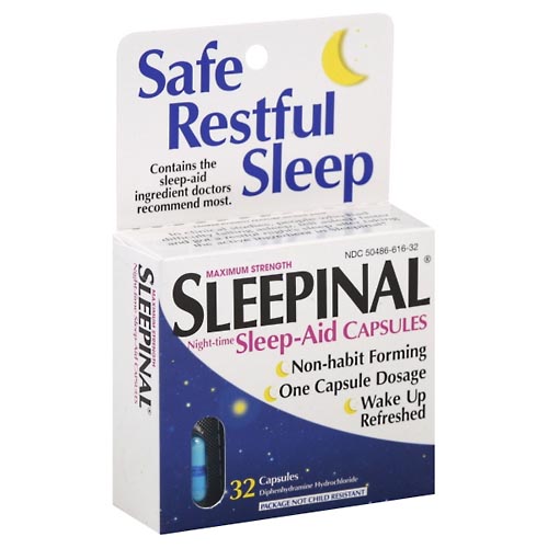 Image for Sleepinal Sleep-Aid, Night-Time, Maximum Strength, Capsules,32ea from Hartzell's Pharmacy