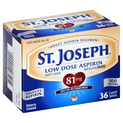 Image for St Joseph Aspirin, Low Dose, Coated Tablets,36ea from Hartzell's Pharmacy